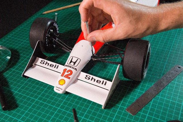 Image of Senna McLaren MP4/4 1:8 scale model, as part of a blog about how to make model cars.