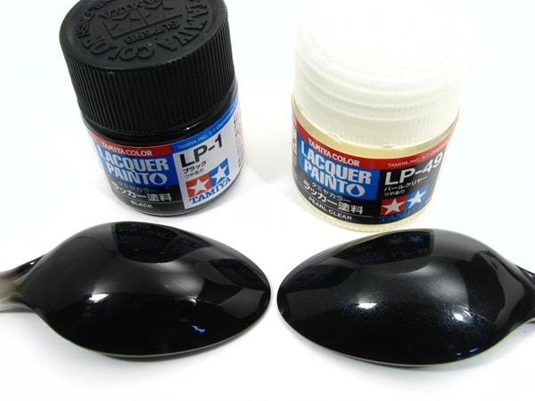 Tamiya acrylic lacquer gloss black and pearl clear