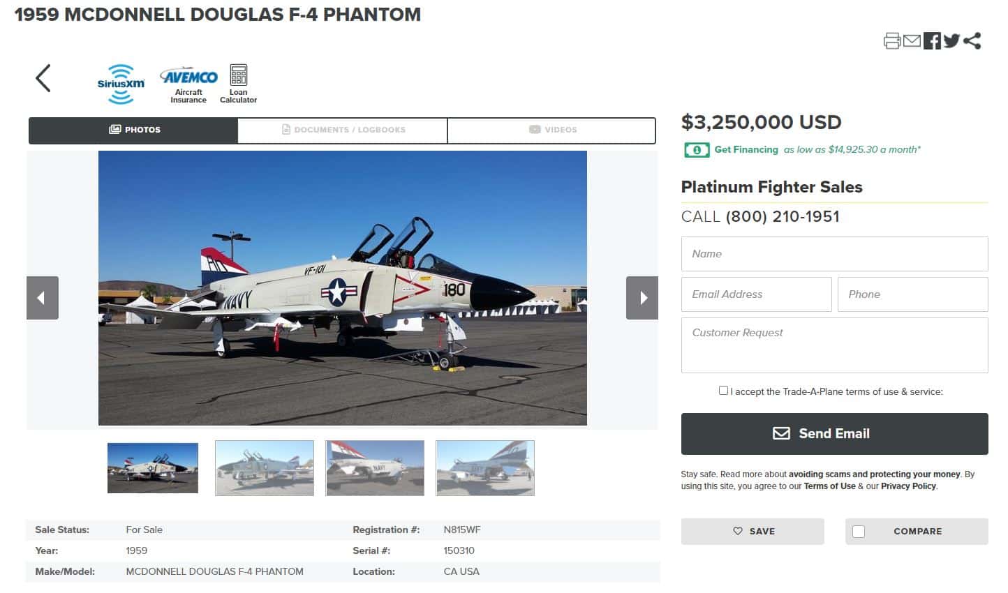 Fighter Planes Go for Sale Online: 1980 Production F16 and More