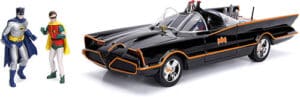Jada 98625 DC Comics Classic TV Series Batmobile Die-cast Car, 1:18 Scale Vehicle & 3" Batman & Robin Collectible Figurine