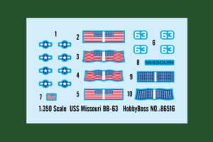 HobbyBoss USS Missouri BB-63 Decal Set