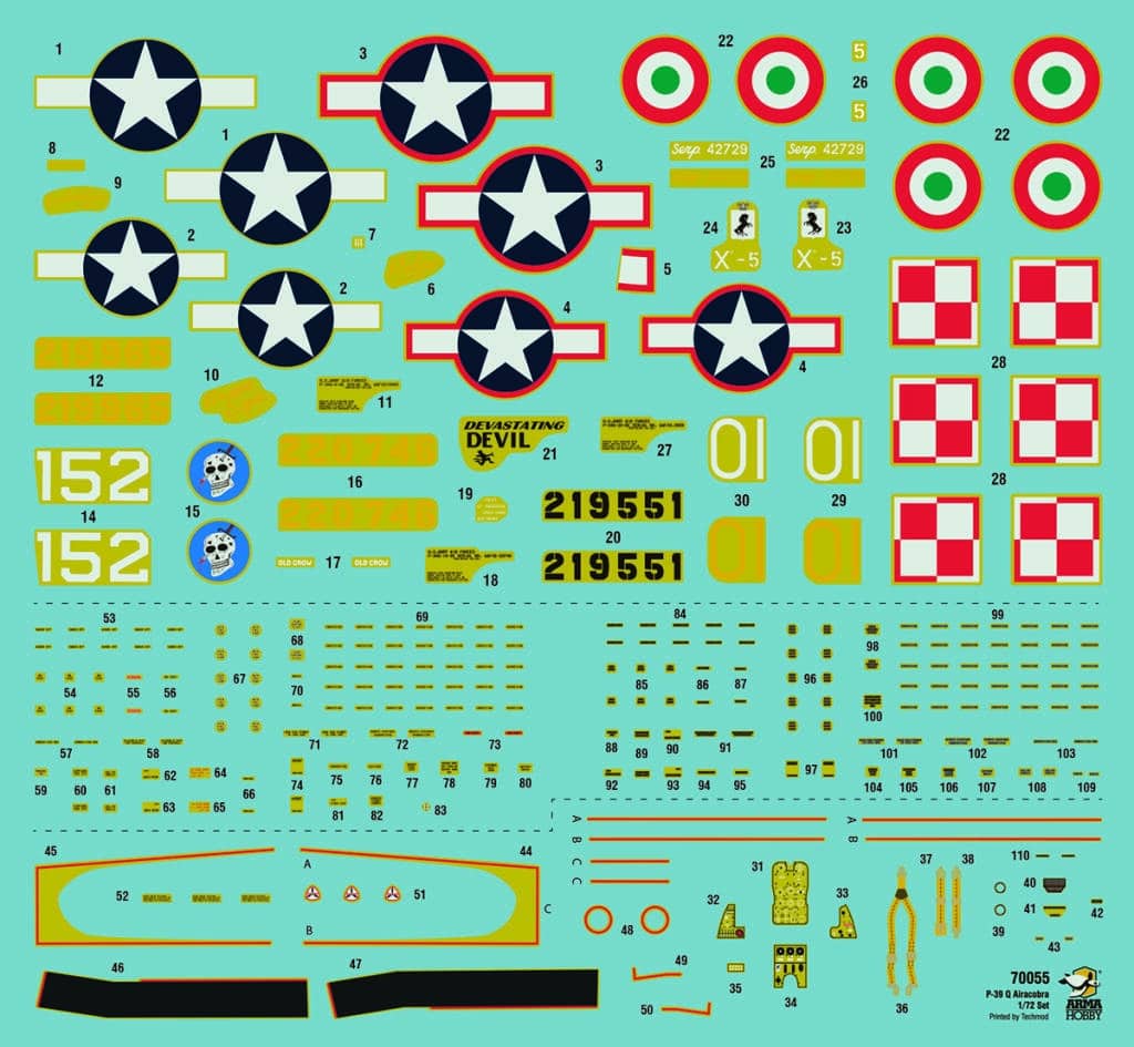 Preorder of P-39Q Airacobra Arma Hobby Decal Set
