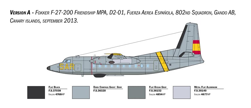 Italeri 1:72 Fokker F-27 Maritime Patrol Colour Pattern