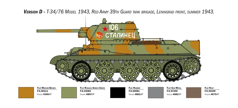 Italeri 1:35 T-3476 Model 1943 Early Version Premium Edition Colour Pattern-4