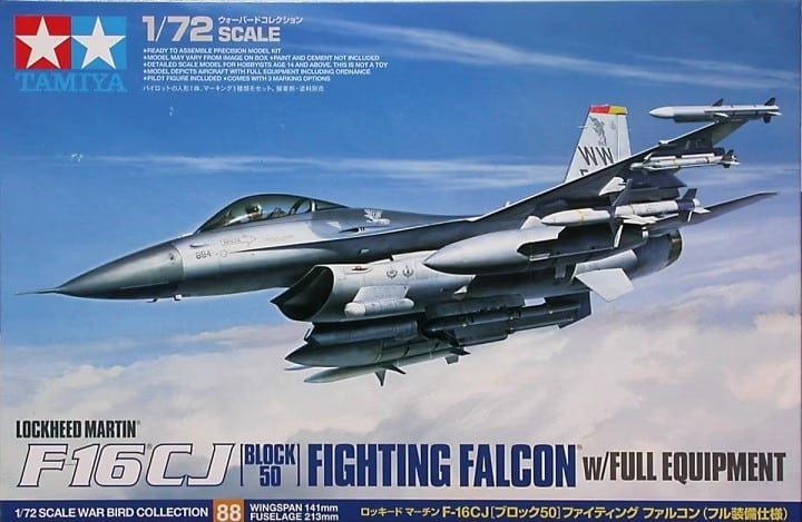 Lockheed Martin F-16CJ Block 50 Fighting Falcon w-Full Equipment Tamiya No 60788 1-72