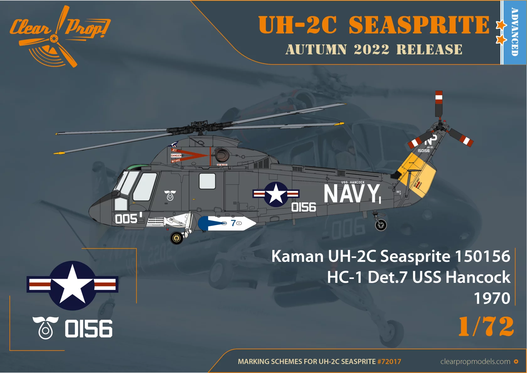 Clear Prop! 172 Kit No. CP72017 - UH-1C Seasprite Painting and Marking-2