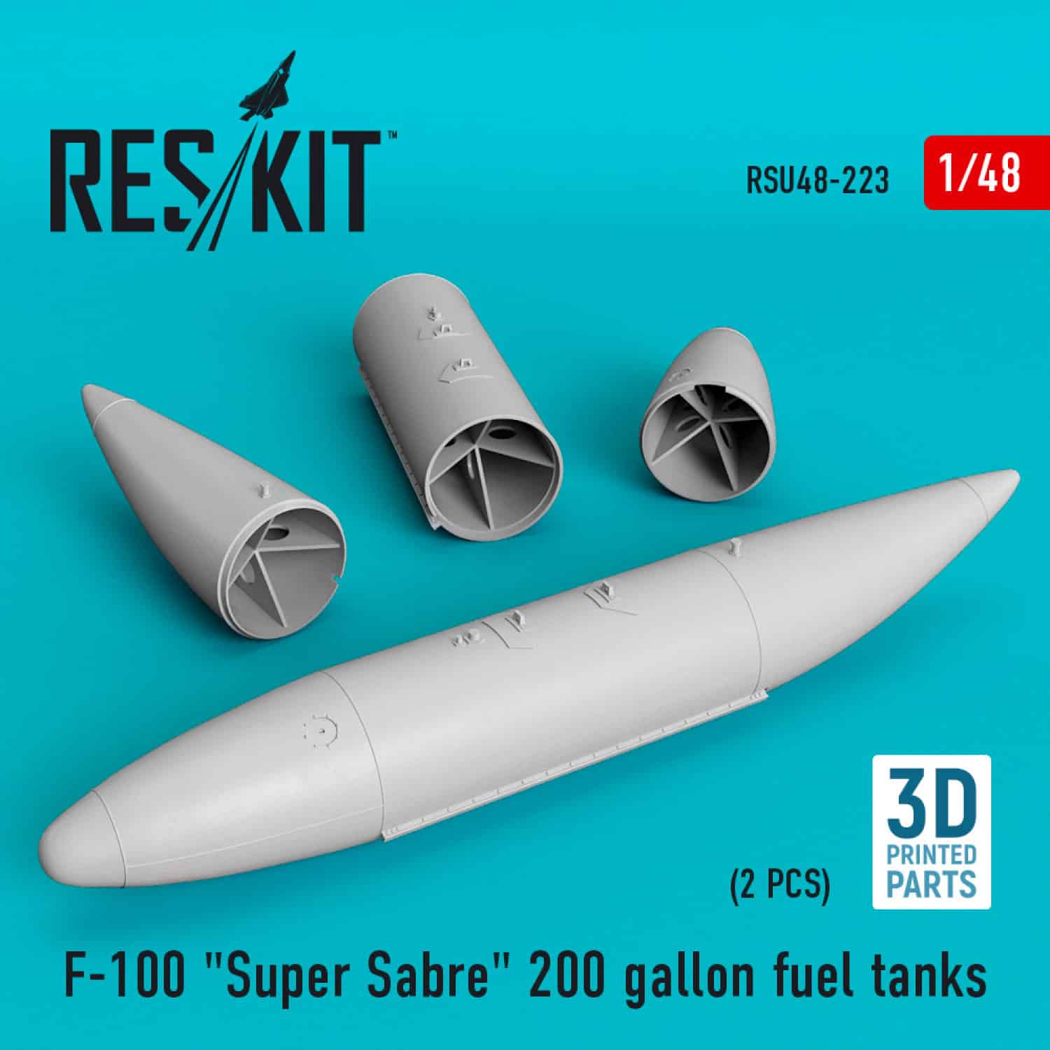 Reskit 148 F-100 Super Sabre 200 gallon fuel tanks 3D Printing