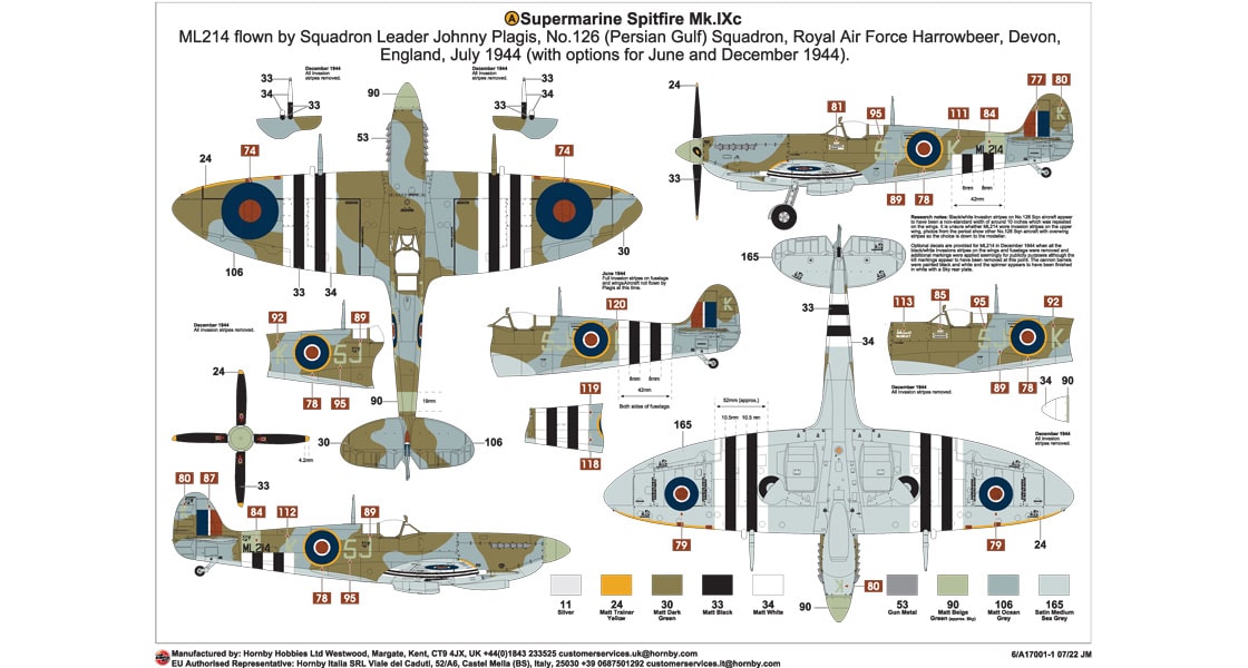 Airfix 124 Supermarine Spitfire Mk.IXc Paint and Marking-6