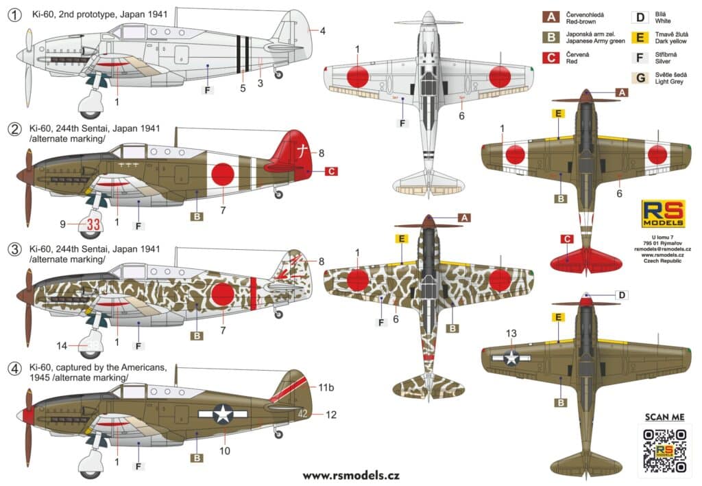 172 - Kawasaki Ki-60 by RS Models Box ArtPaint and Marking