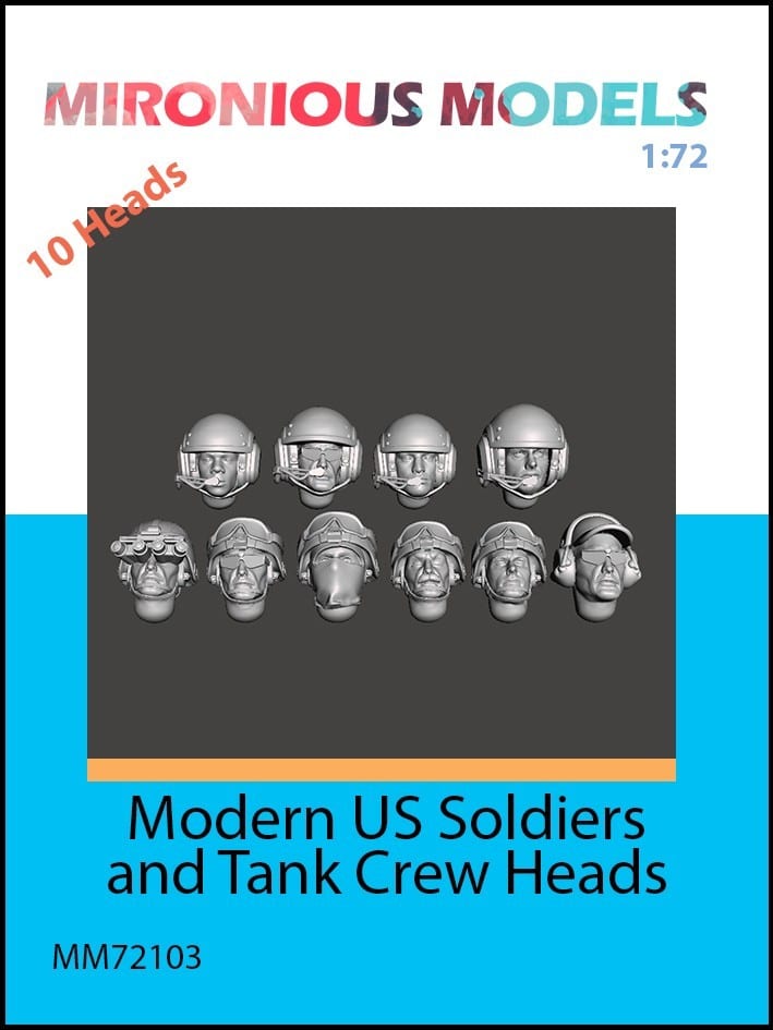 Mironious Models 1/72 scale figures, modern US soldiers and tank crew heads