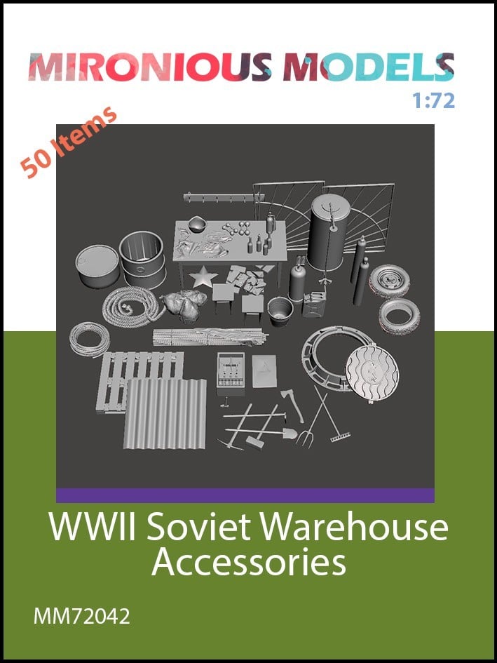 Mironious Models 1/72 scale figures, WW2 Soviet Warehouse Accessories