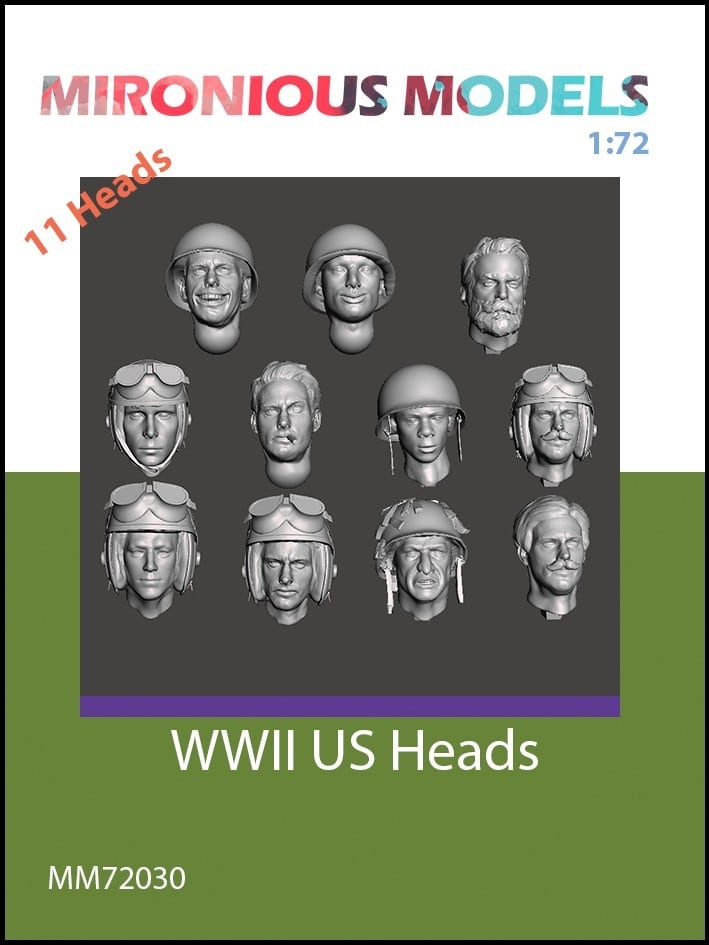 Mironious Models 1/72 scale figures, WW2 US Heads