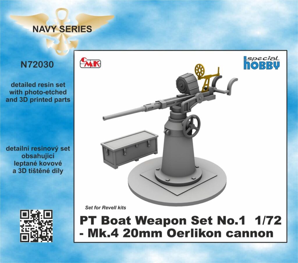PT Boat Weapon Set No.1 - Mk.4 20mm Oerlikon cannon 1/72