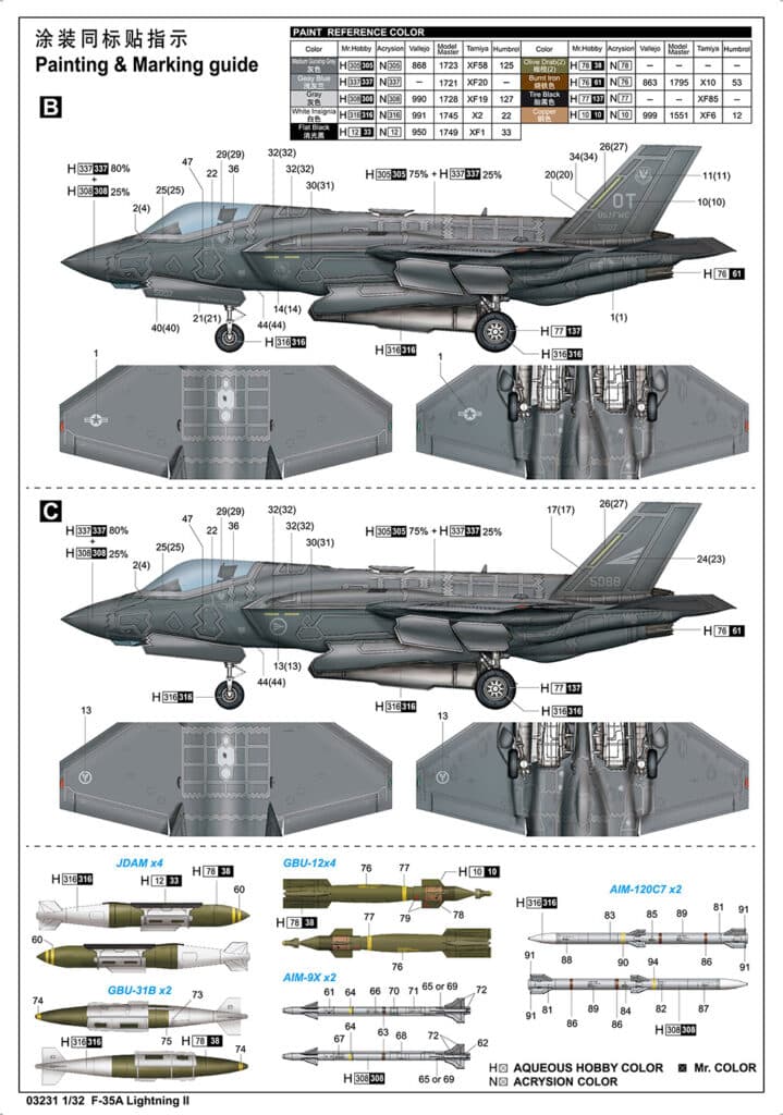 Trumpeter 132nd scale F-35A Lightning II Painting & Marking Guide-2