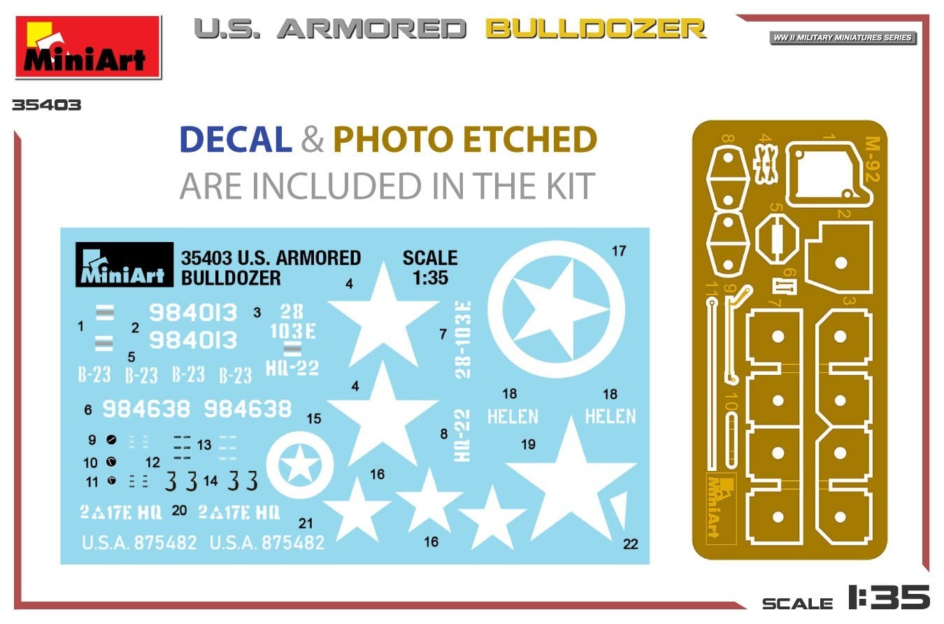 MiniArt Kit 135 U.S. Armored Bulldozer Decals