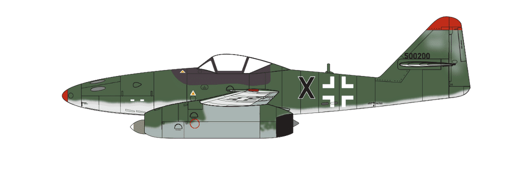 A03090A - Messerschmitt Me262A-2a, W.Nr.500200, flown by Fj.Ofw. Hans Frölich, 2.Kampfgeschwader 51, Fassberg, Lower Saxony, Germany, 8th May 1945. (B)