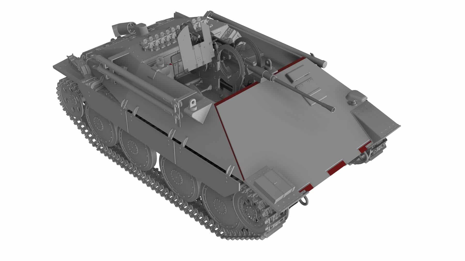 Thunder Model Bergepanzer Hetzer with 2cm Flak CAD-4