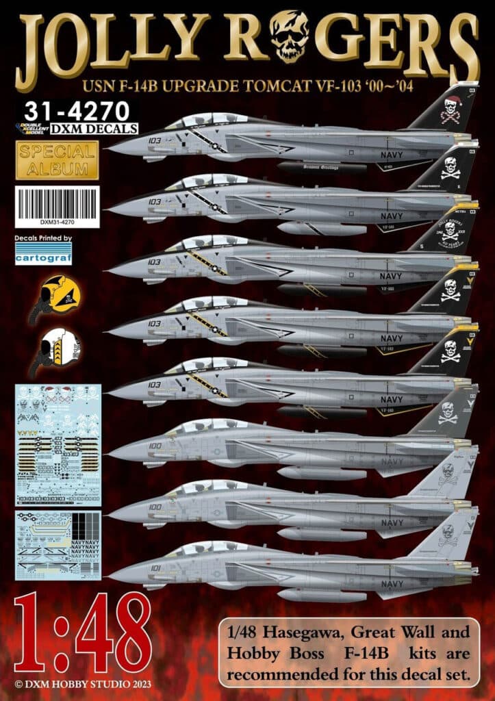 Grumman-F-14B-Tomcats-VF-103-Jolly-Rogers---New-1-48-Scale-Decal-Set-Cover