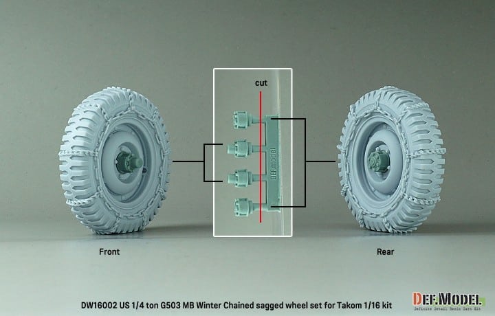 DW16002 WW2 US 1-4 ton G503 Utility Truck Chained Wheel set-4