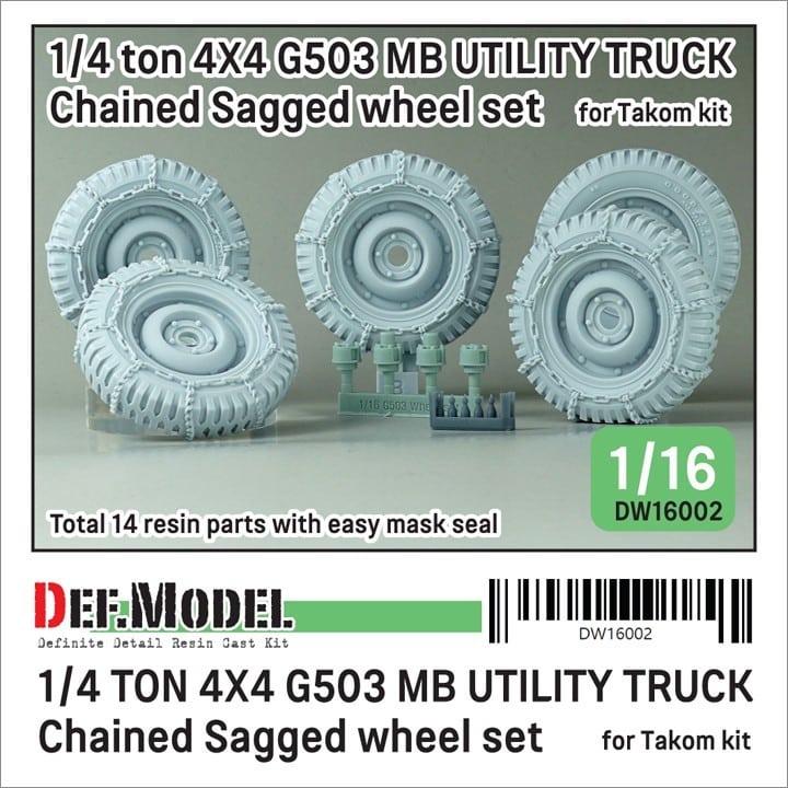 DW16002 WW2 US 1-4 ton G503 Utility Truck Chained Wheel set