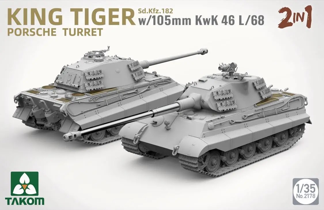 King Tiger "Porsche Turret" w/105mm KwK 46L/68 "2 in 1" From Takom-2