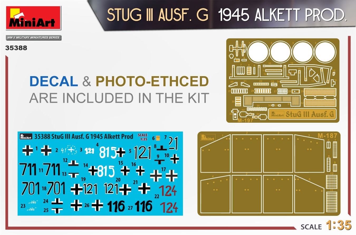 MiniArt to Release Highly Detailed 1/35 StuG III Ausf. G 1945 Alkett Prod. Model Kit PE Set and Decals