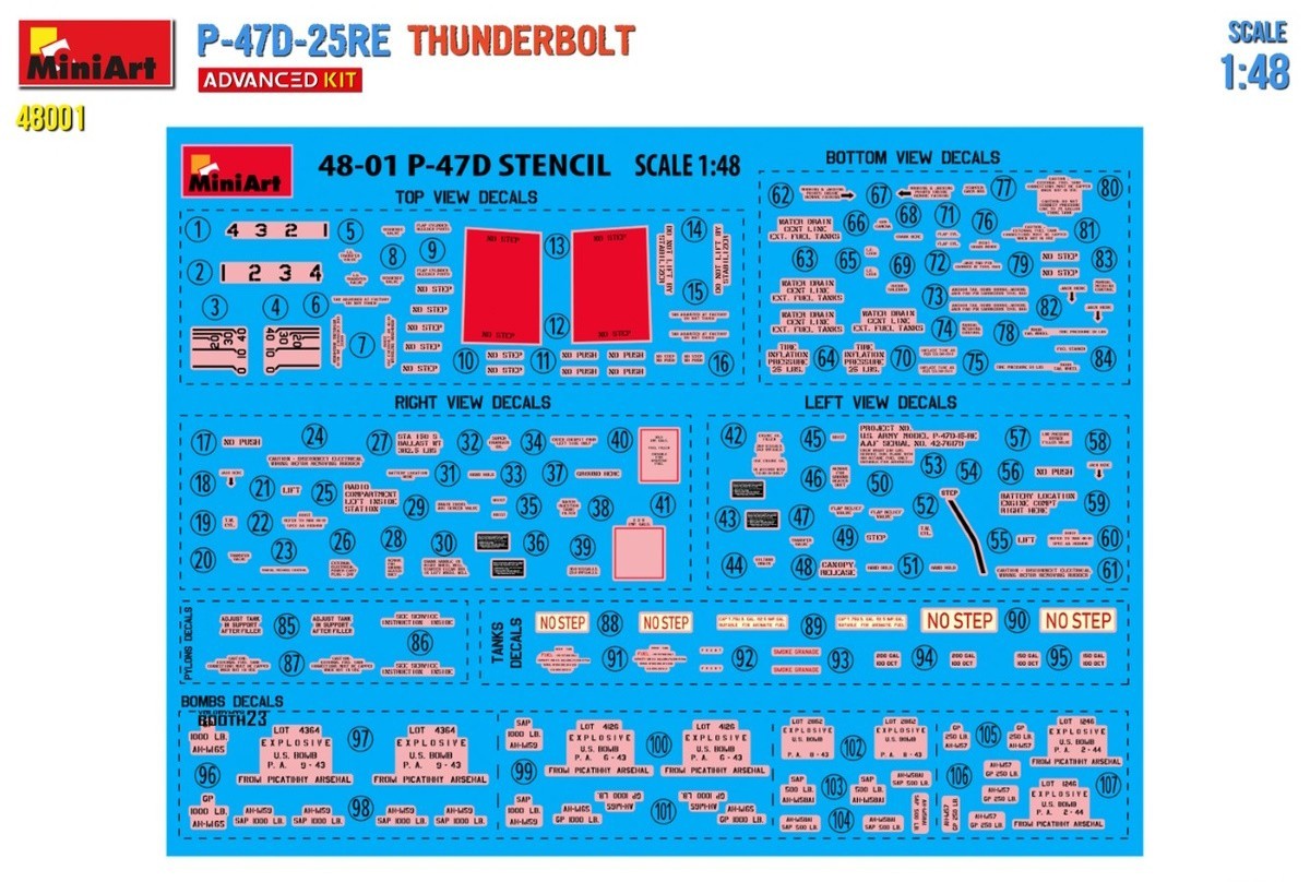 MiniArt to Release Highly Detailed 1:48 Scale P-47D-25RE Thunderbolt Advanced Kit Stencil