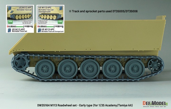 DW35164 - US M113 APC Roadwheel set - Early type for Academy/Tamiya Kit-10