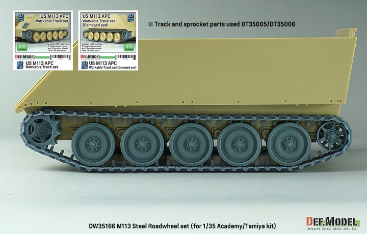 DW35166 - US M113 APC Steel Roadwheel set for Academy/Tamiya Kit-9
