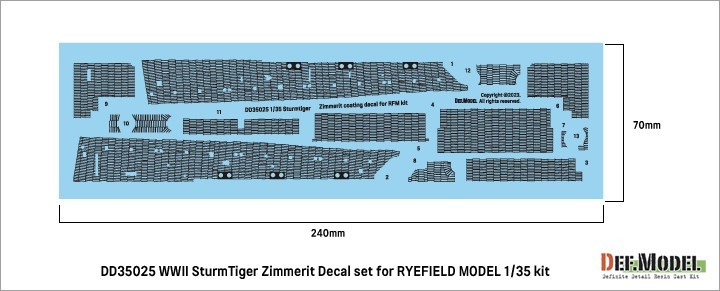 DD35025 WWII German Sturmtiger Zimmerit Coating Decal set for Ryefield Model 1/35