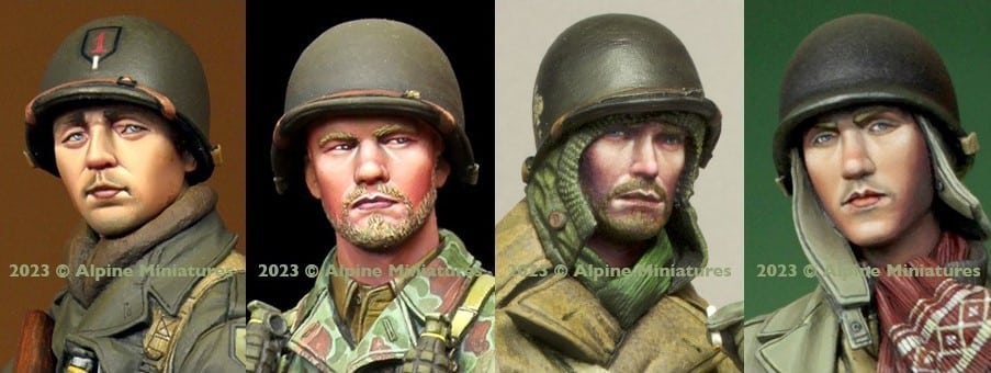 Alpine Miniatures New Sets for October-H6009 1-16 US Infantry Head Set #1