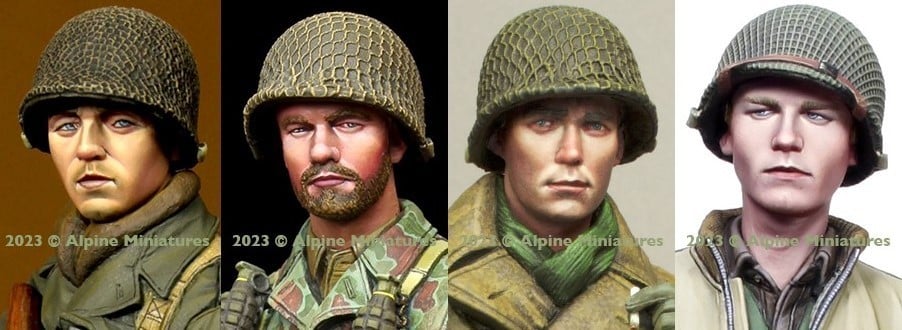 Alpine Miniatures New Sets for October-H6010 1-16 US Infantry Head Set #2