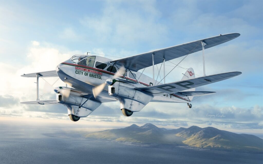 Armory Announces New 148 Scale DH.89 Dragon Rapide Kits with Railway Air Service Markings Box Art