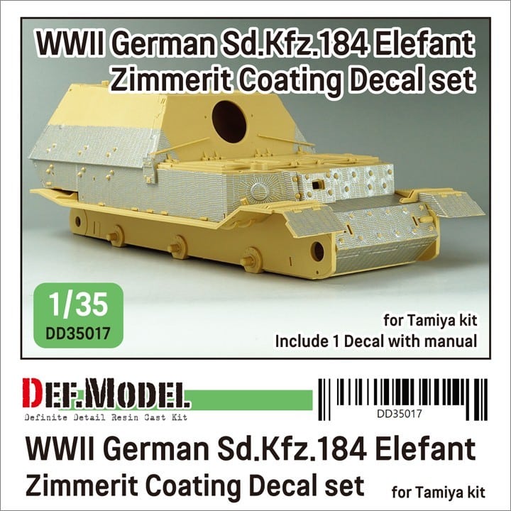 DEF Model Zimmerit Decals for Elefant, Panther and Sturmtiger