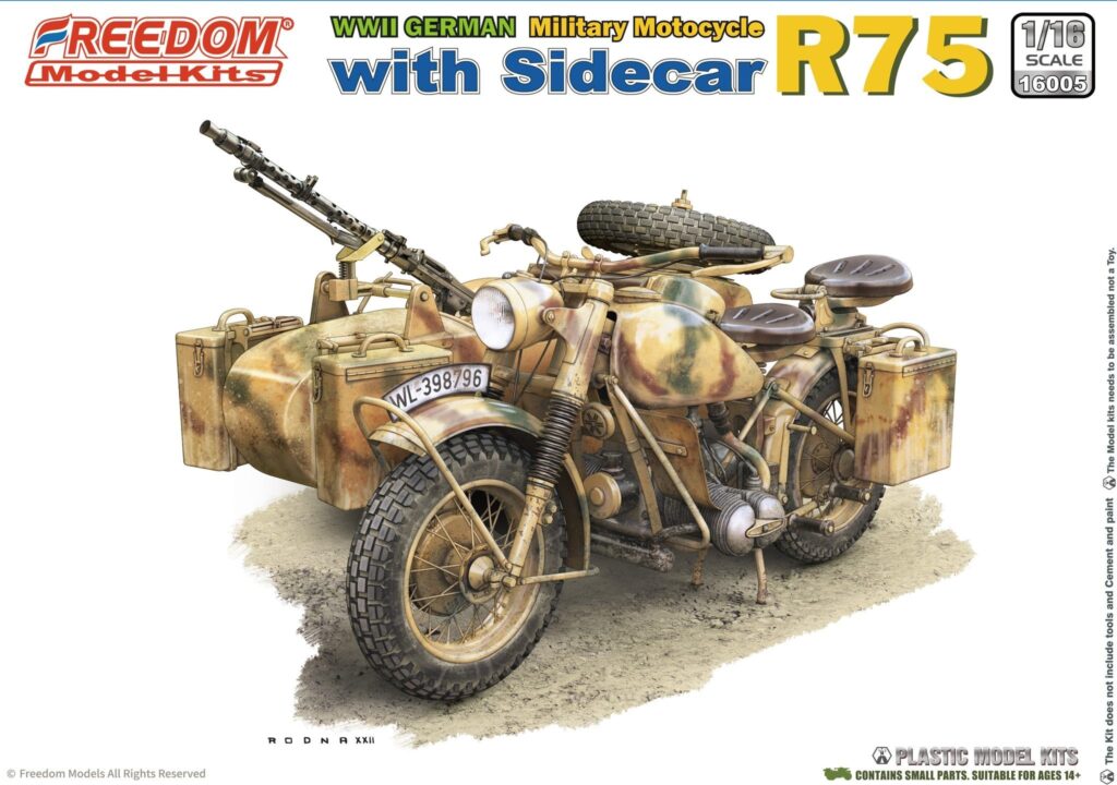 Freedom Model German R75 motorcycle -W Side Car