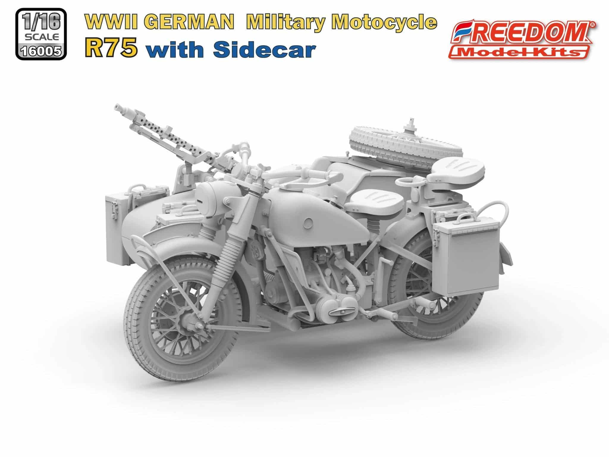 Freedom Model German R75 motorcycle -W Side Car CAD-1