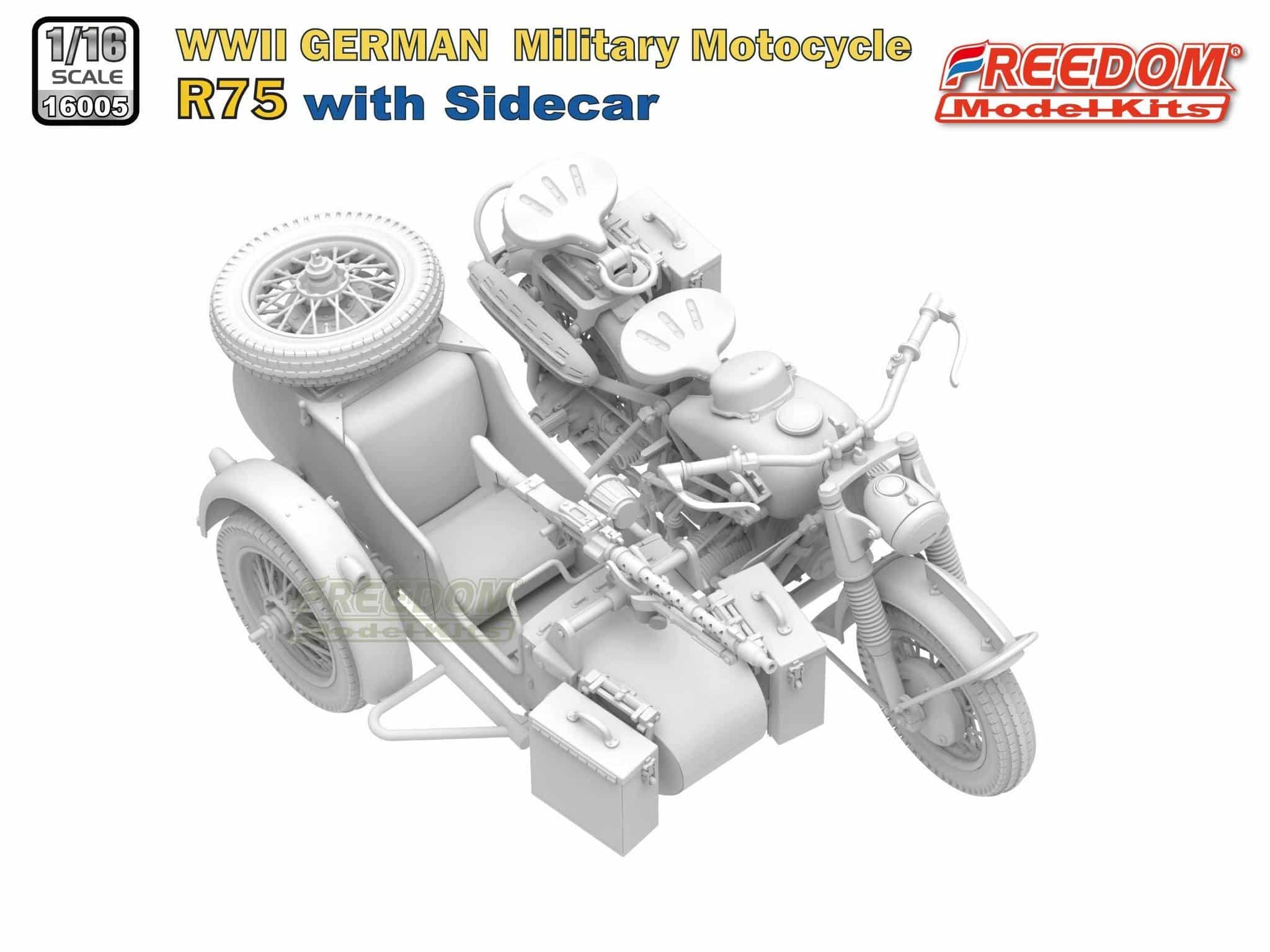 Freedom Model German R75 motorcycle -W Side Car CAD-3