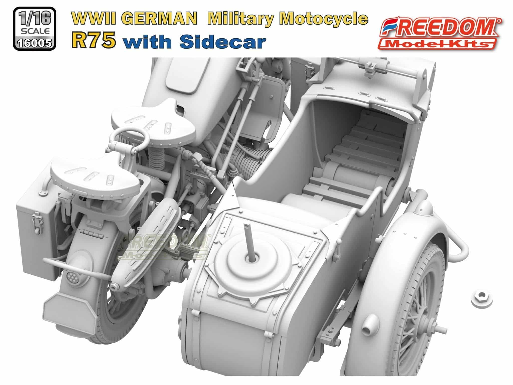 Freedom Model German R75 motorcycle -W Side Car CAD-5