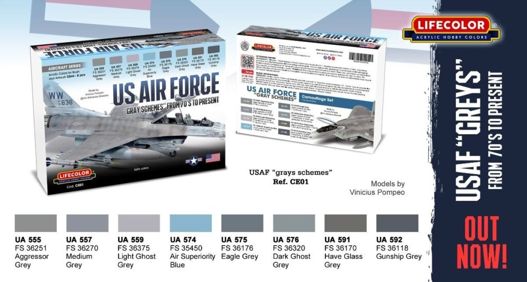 The LifeColor Modern US Air Force Grey Schemes set includes the following colors