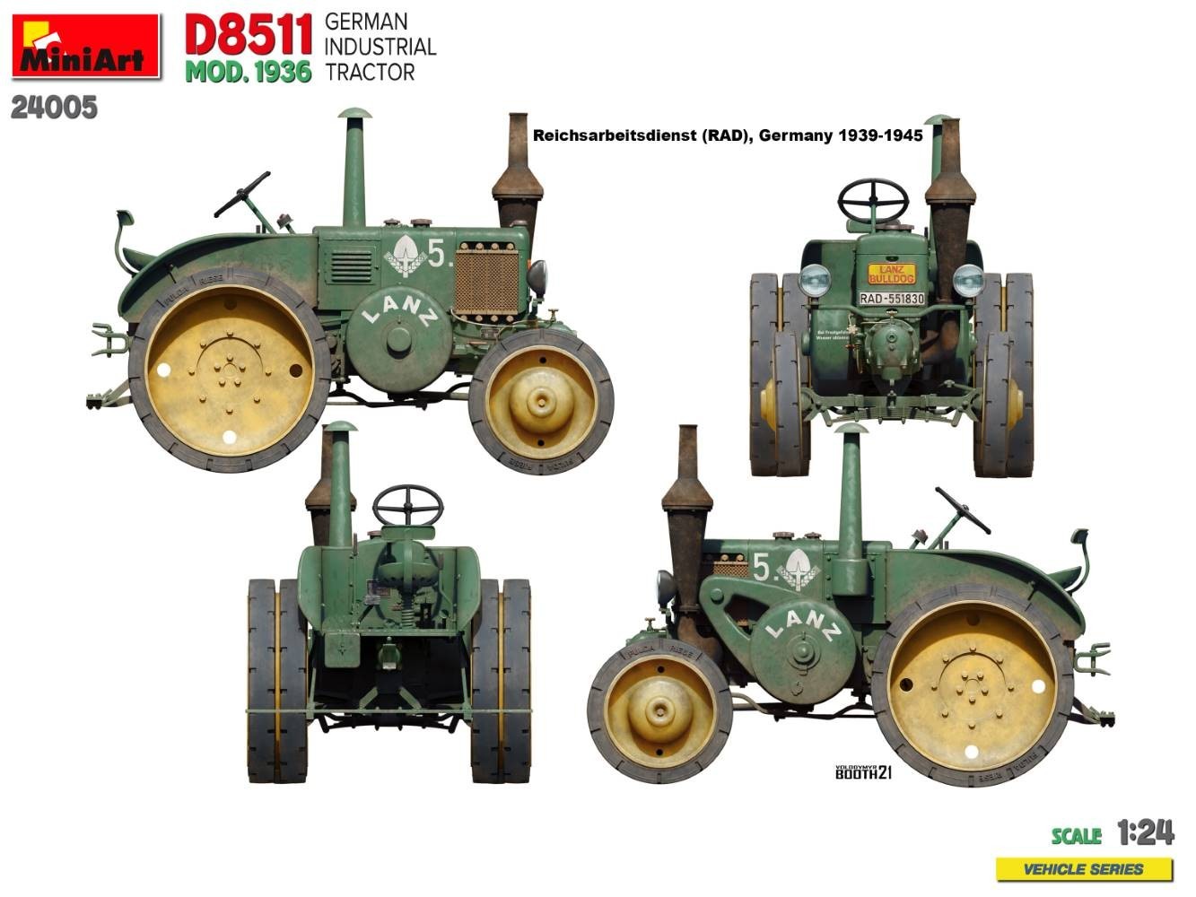 MiniArt 1/24 #24005 German Industrial Tractor D8511 Mod. 1936 Painting and Marking-3