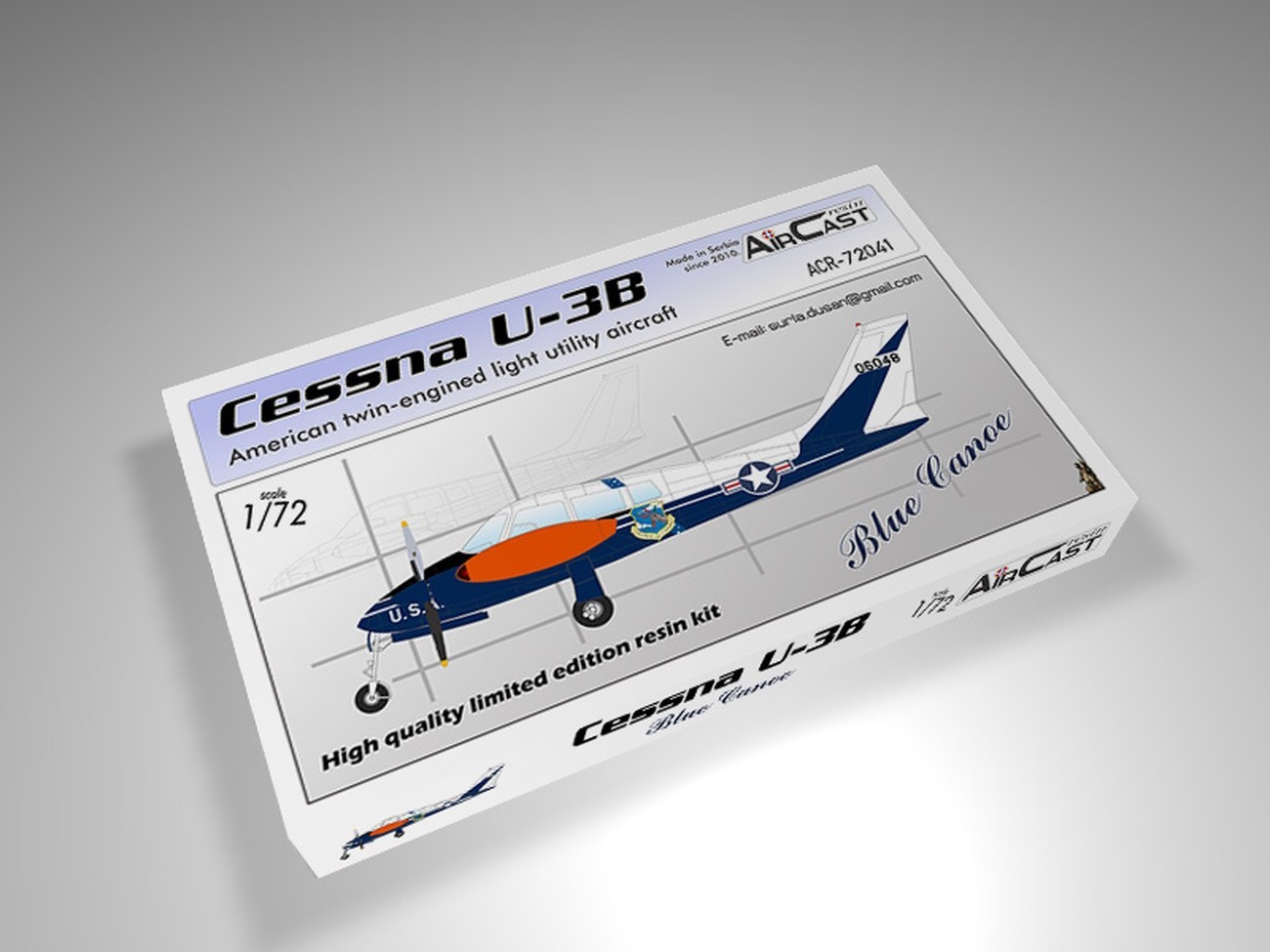 Aircast Resin Cessna U-3B Blue Canoe Box