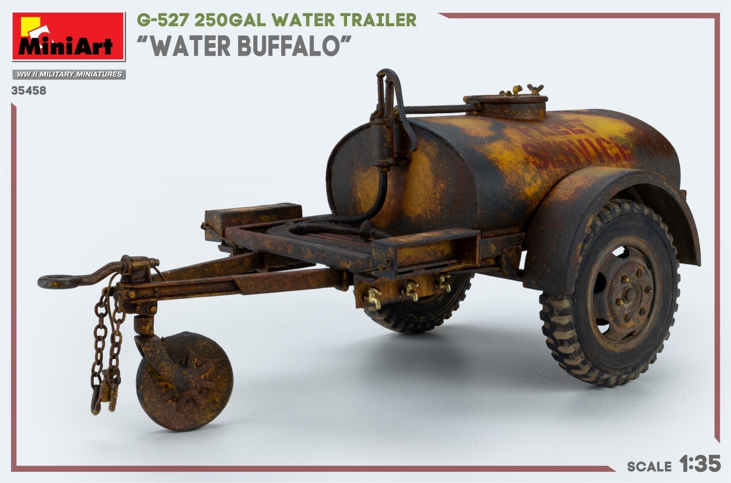 MiniArt G-527 250GAL Water Trailer “Water Buffalo” Rust Paint-2