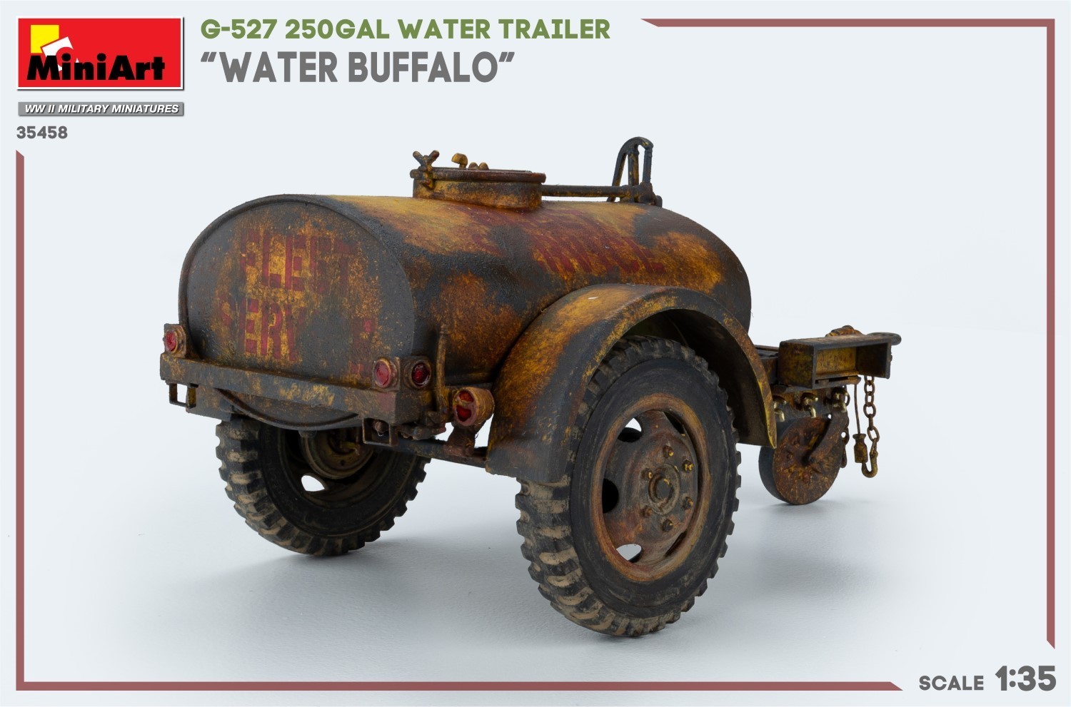 MiniArt G-527 250GAL Water Trailer “Water Buffalo” Rust Paint-3