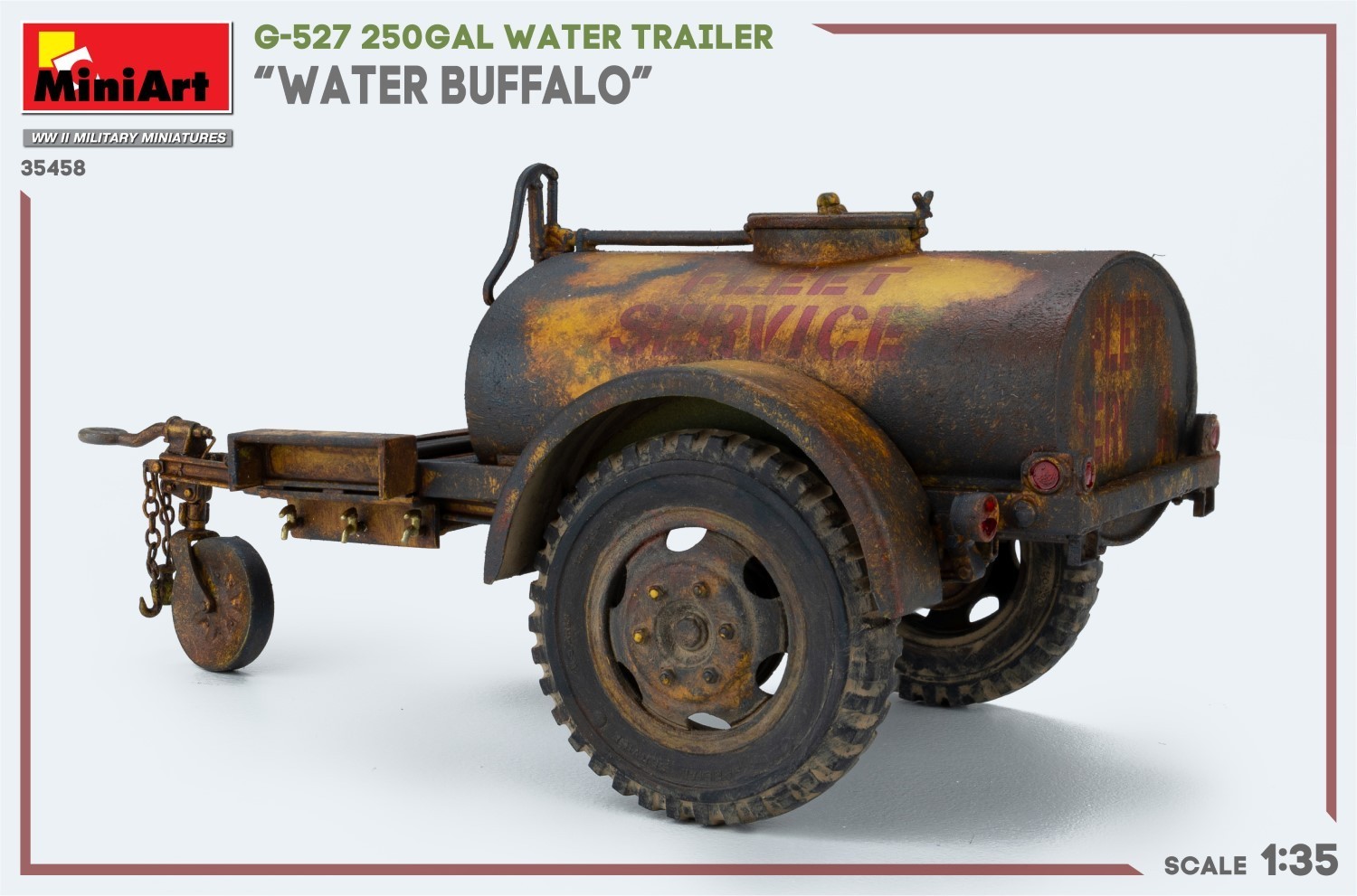 MiniArt G-527 250GAL Water Trailer “Water Buffalo” Rust Paint-4