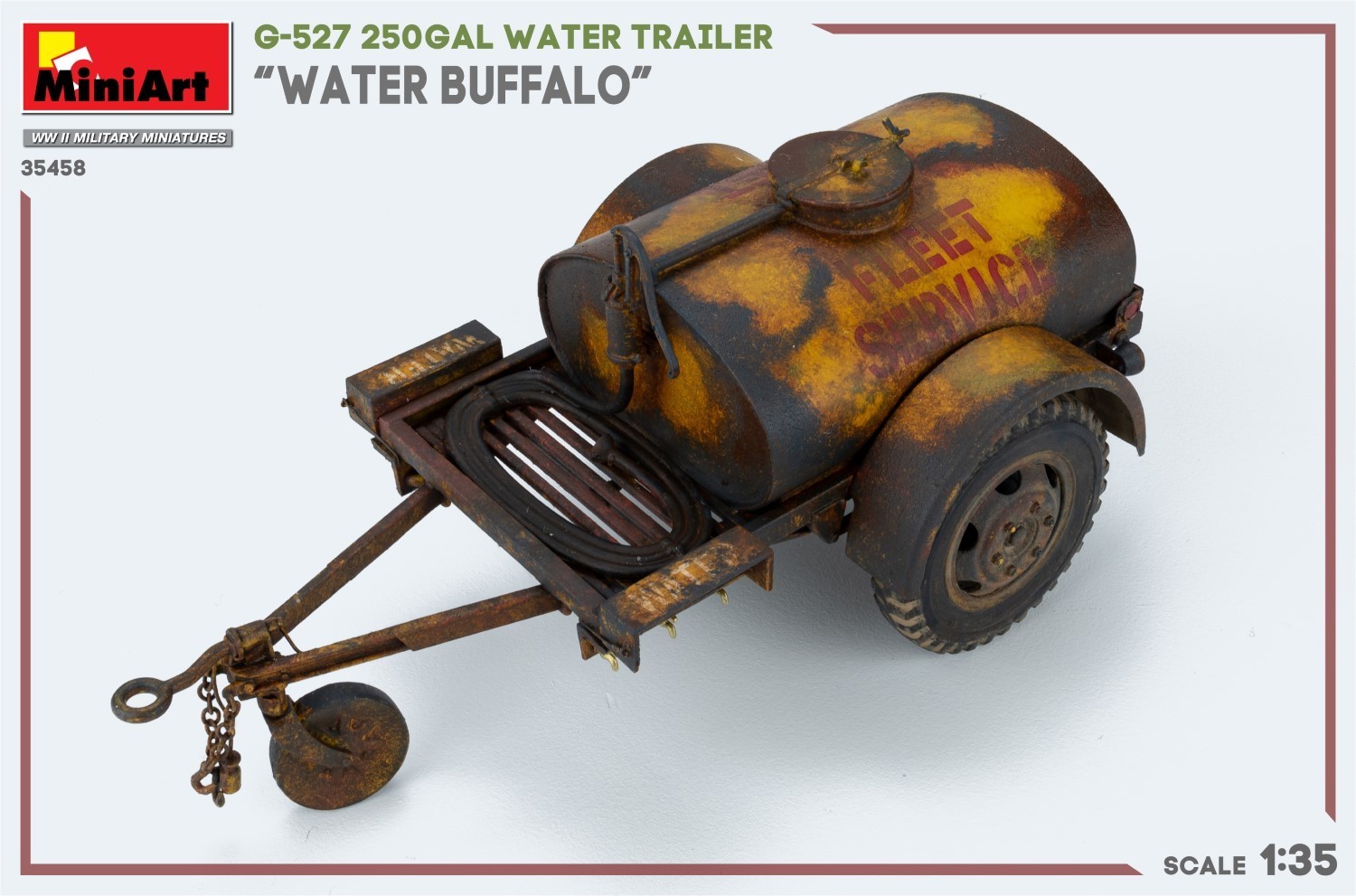MiniArt G-527 250GAL Water Trailer “Water Buffalo” Rust Paint-6