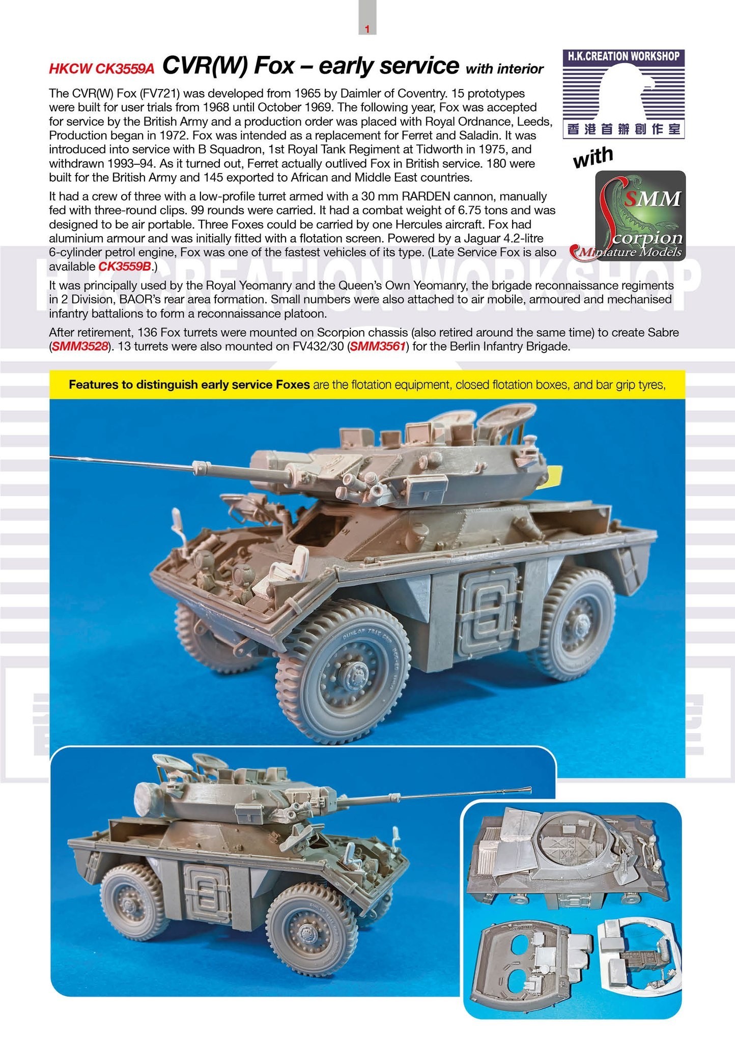 Scorpion Miniature Models New 1/35 HKCW CVR(w) Fox İnterior