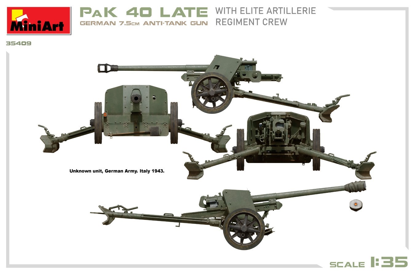 MiniArt 35409 German 7.5cm Anti-Tank Gun PaK 40 Late w/Elite Artillerie Regiment Crew Painting and Marking-3