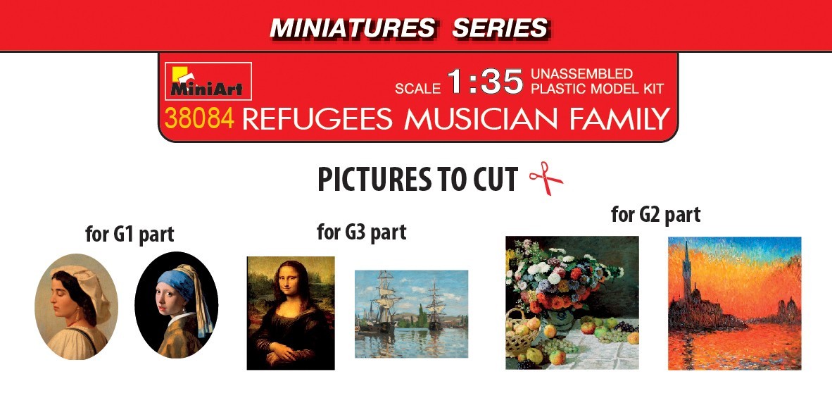 MiniArt 1/35 Refugees. Musician Family Pictures Parts