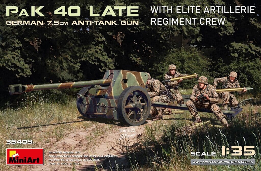 MiniArt 35409 German 7.5cm Anti-Tank Gun PaK 40 Late w/Elite Artillerie Regiment Crew