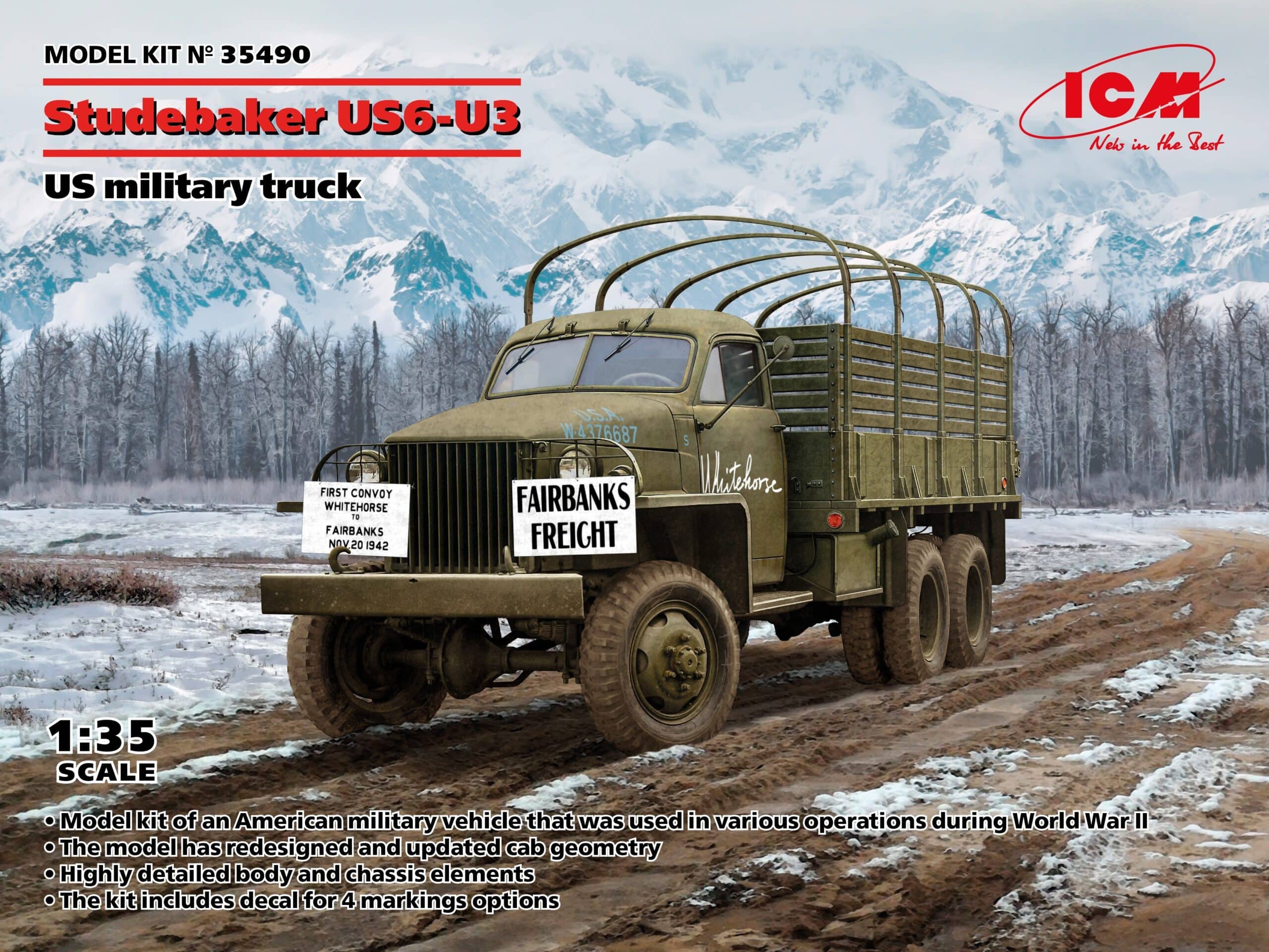 ICM Model "1/35 Scale Studebaker US6-U3 US military truck